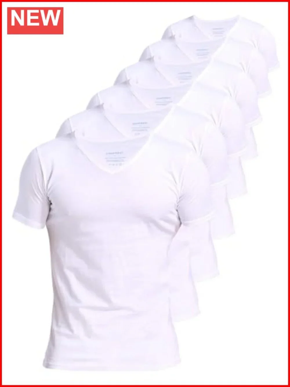 Men's 100% Cotton V-Neck Undershirts Short Sleeve 6-Pack